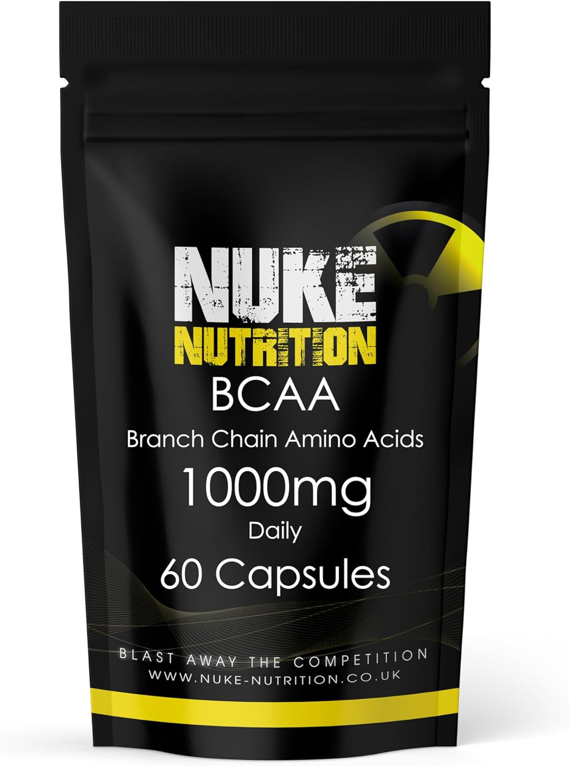 Nuke Nutrition BCAA Capsules | 60 Capsules 1000mg | Advanced Essential Amino Acids Supplement to Build Lean Muscle | Boost Recovery, Muscle Building & Growth | Leucine, Isoleucine & Valine | Vegan