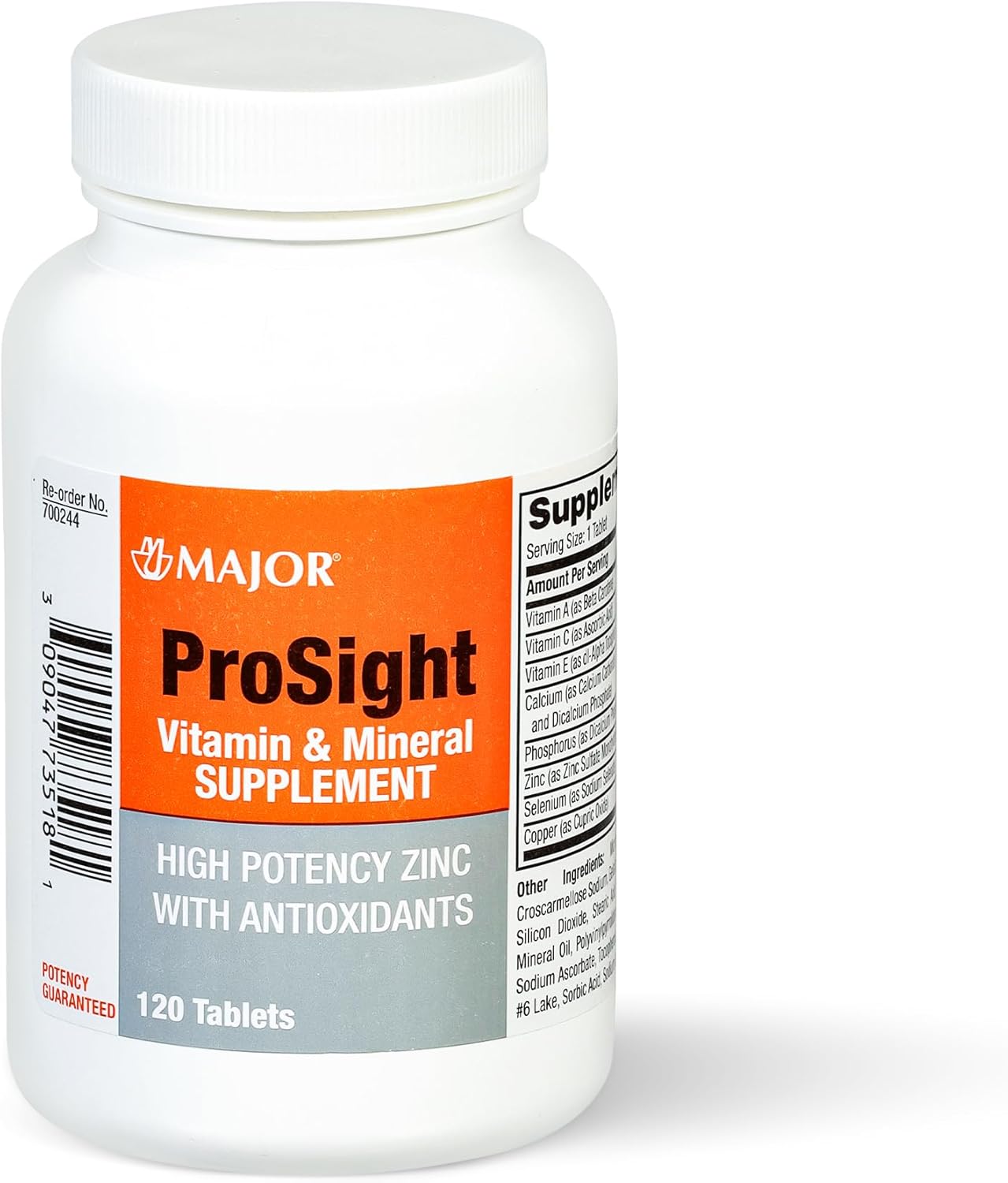 MAJOR ProSight Vitamin and Mineral Supplement - Daily Multivitamin for Women and Men with High Potency Zinc, and Antioxidants for Optimum Nutritional Support - 120 Tablets