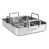 Viking Culinary 3-Ply Stainless Steel Roasting Pan, Includes a Nonstick Rack, Dishwasher, Oven Safe, Works on All Cooktops including Induction