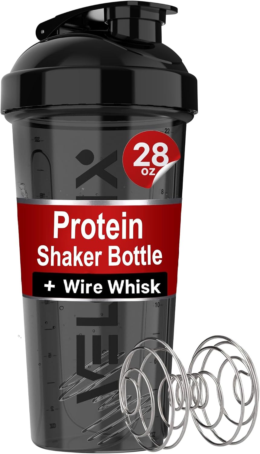 28 OZ Protein Shaker Bottles for Protein Mixes with Wire Whisk - Leak Proof Shaker Cups for Protein Shakes and Pre Workout | Protein Shaker Bottle | Protein Mixer Cup