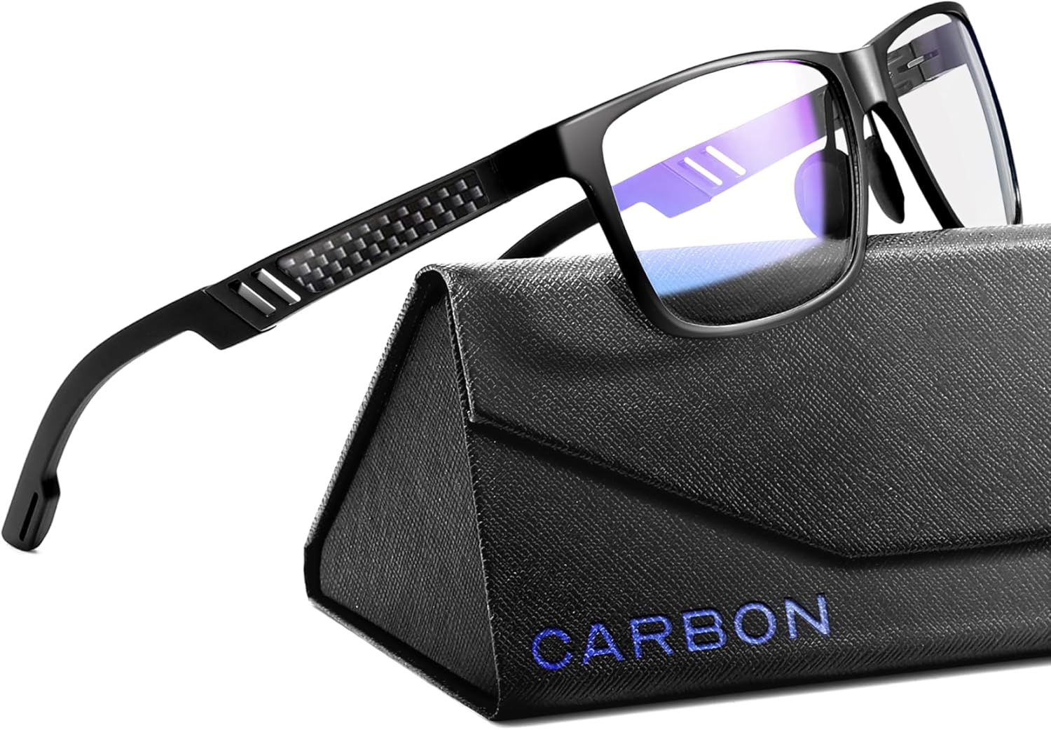 Carbon Blue Light Blocking Glasses Men for Computer, Gaming, Metal Frame Green Light Protection Night Driving Glasses for Man