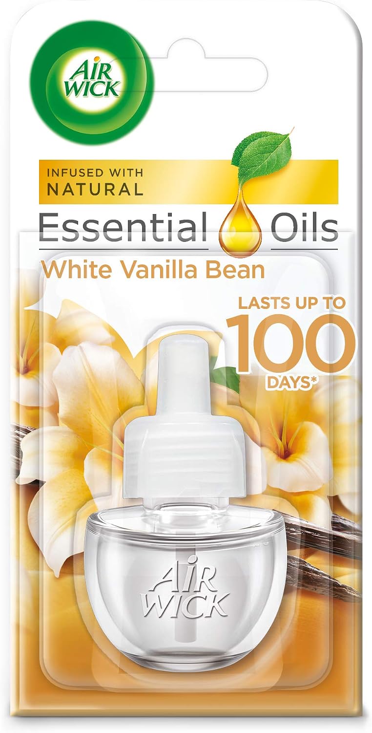 Air Wick Essential Oils Air Freshener Plug In Refill White Vanilla Bean, 17ml