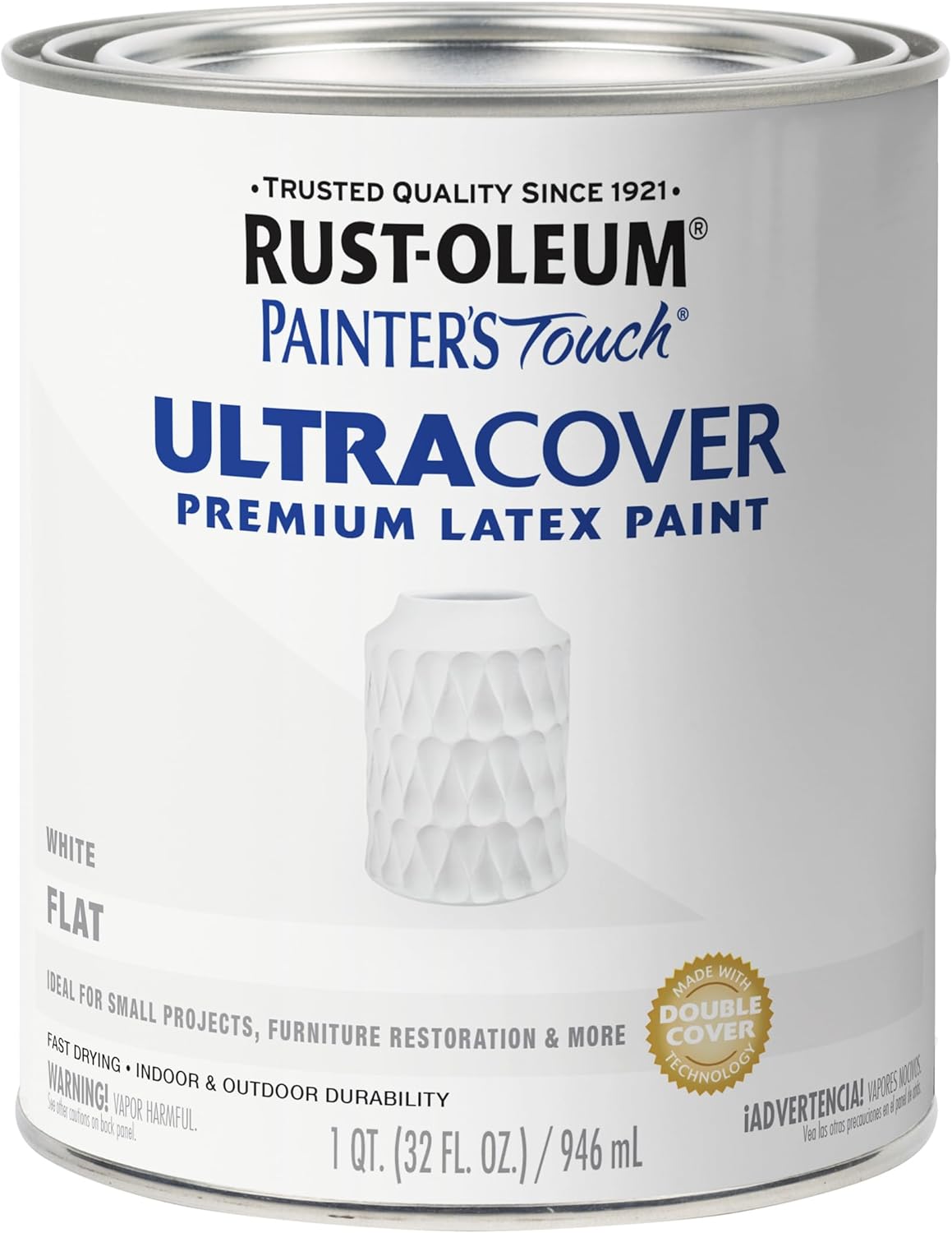 Rust-Oleum 1990502 Painter's Touch Latex Paint, Quart, Flat White 32 Fl Oz (Pack of 1)