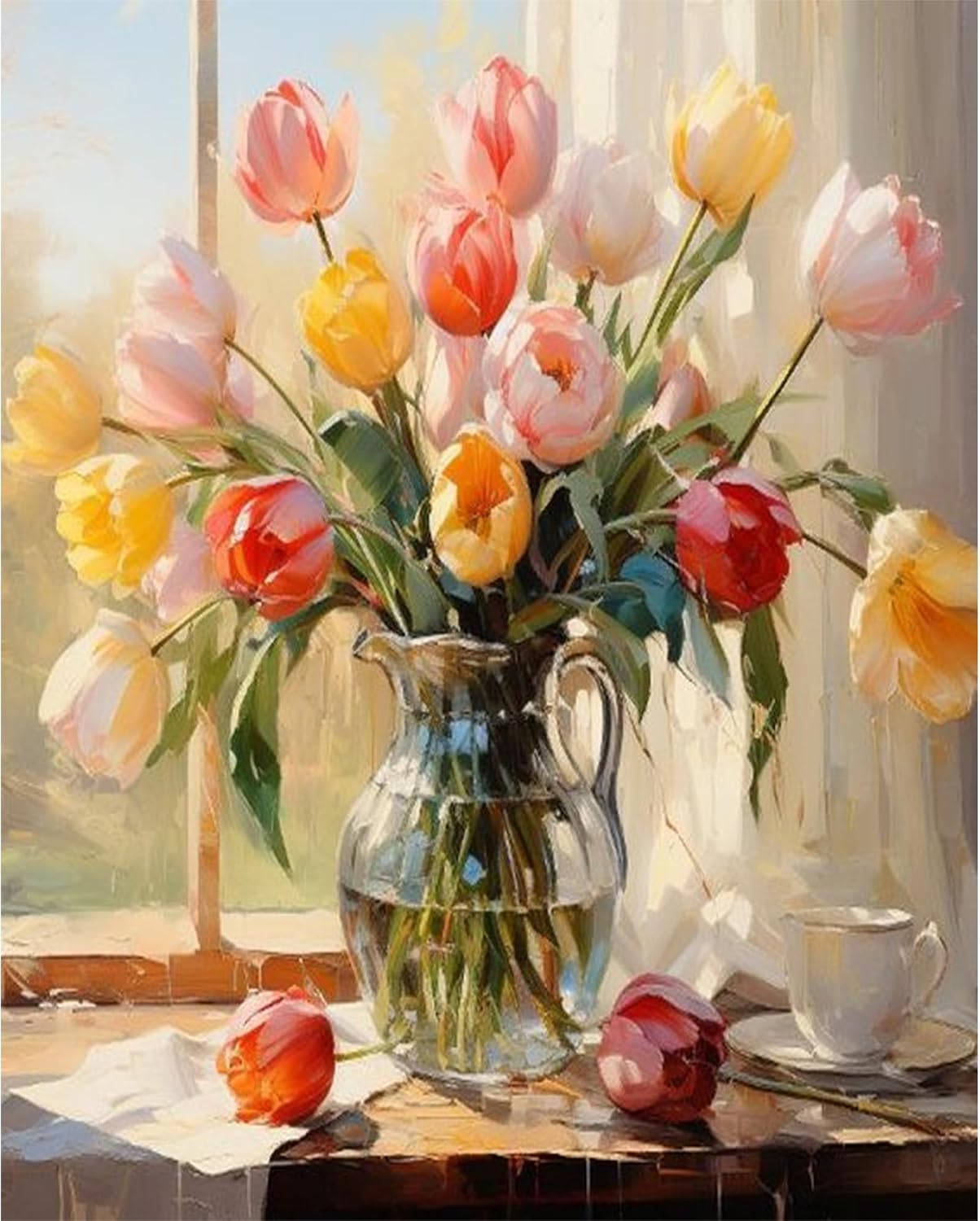 Arttoplus Flower Paint by Numbers Kit for Adults Canvas-Flower Paint by Numbers Kits for Adults,Flowers Painting by Numbers Adult for Gift Home Wall Decor(16x20inch)