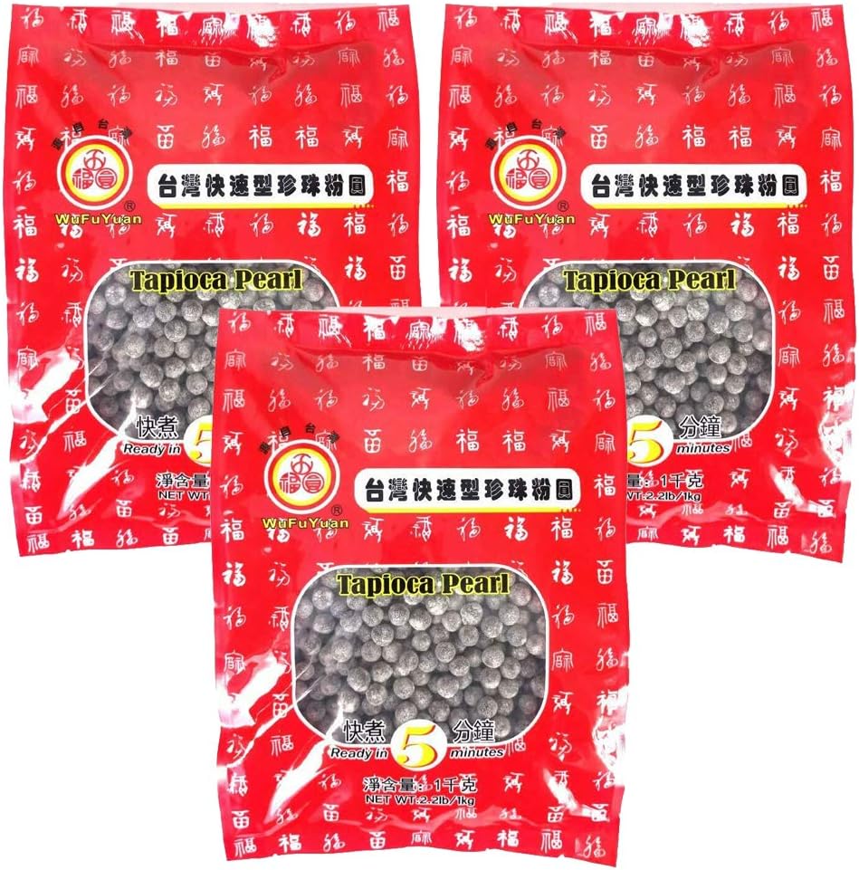 WaNaHong Bubble Tea Black Tapioca Pearl 1KG (Pack of 3) Total 3KG