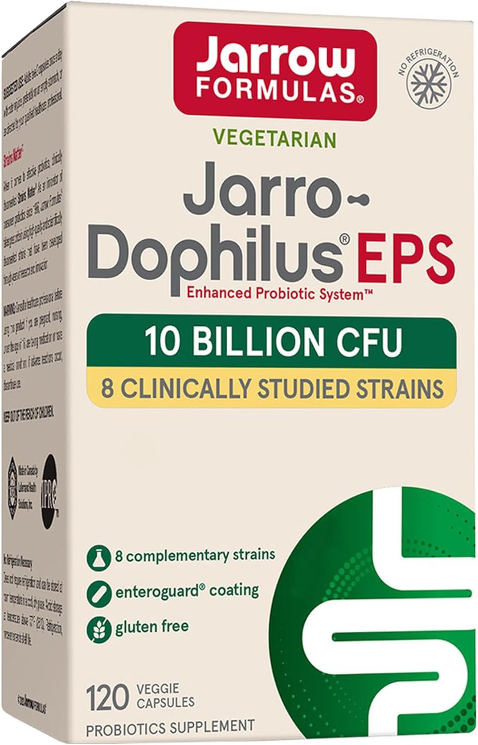 Jarrow Formulas, Jarro-Dophilus EPS, 5 Billion Bacterial Cultures per Capsule, High Dose, 120 Capsules, Gluten Free, Vegetarian, Non GMO