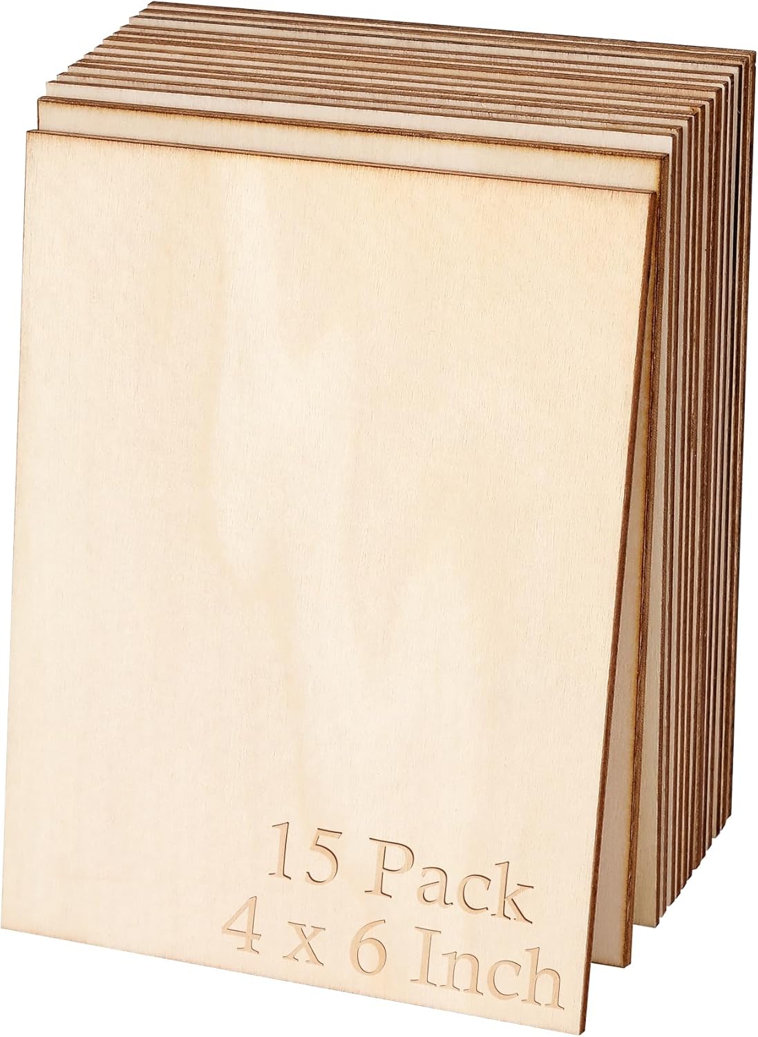 Blisstime 15PCS 4x6 Inch Wood Squares Unfinished Square Wood Pieces for Crafts,Painting, Writing, DIY Supplies, Engraving and Carving, Home Decorations (4x6 Inch 15Pcs)