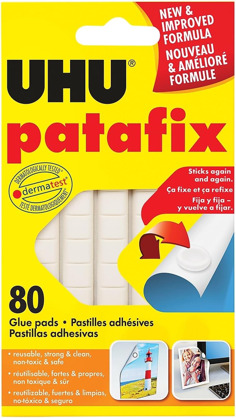 UHU 99683 Tac Adhesive Putty Removable/Reusable Nontoxic 2.12 oz 80 Pieces/Pack