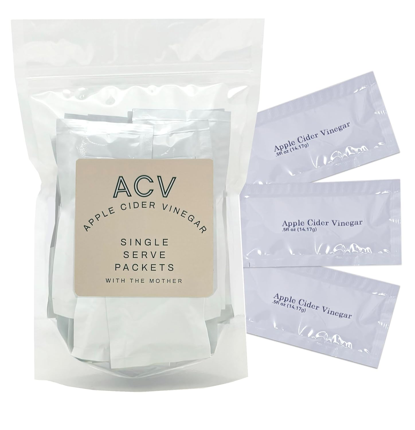 Apple Cider Vinegar Packets – ACV Individual Packets, Single Serve Apple Cider Vinegar Individual Packets 25 Pack Morning Drink Packets of ACV with the Mother (0.5 Ounce or 1 TBSP Per Packet)
