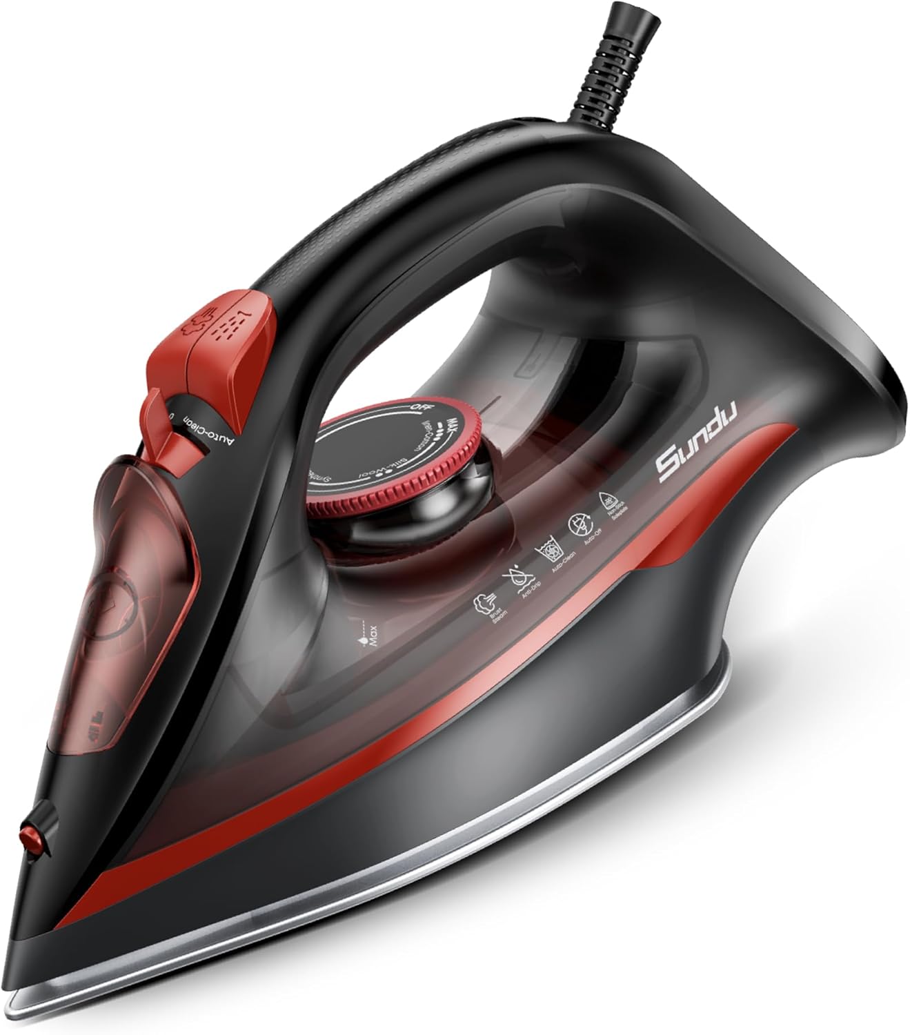 Iron Steamer for Clothes with Irons Burst of Steam, 1500W Iron Non-Stick Ceramic Soleplate, Auto Shutoff, Leakproof, Steam Burst, Spray Mist and Auto Clean Button 12.31oz Water Tank Ironing Clothes