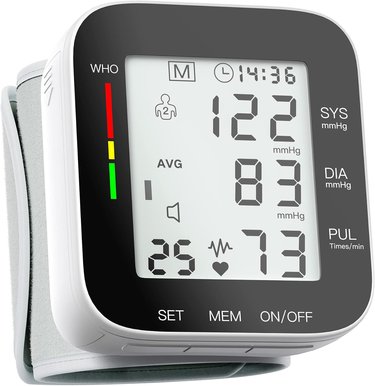 Blood Pressure Monitor Automatic Large LCD Display Adjustable Wrist Cuff Dual 99 Reading Memory Digital Portable Machine for Home Use with Carrying Case