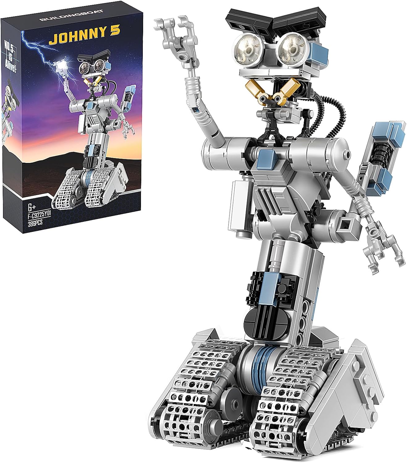Millionspring Johnny 5 Robot Building Toy Set for Boys Girls, Robot Mecha Figures Model Toys, STEM 6+ Age Educational Halloween (386 Pcs)