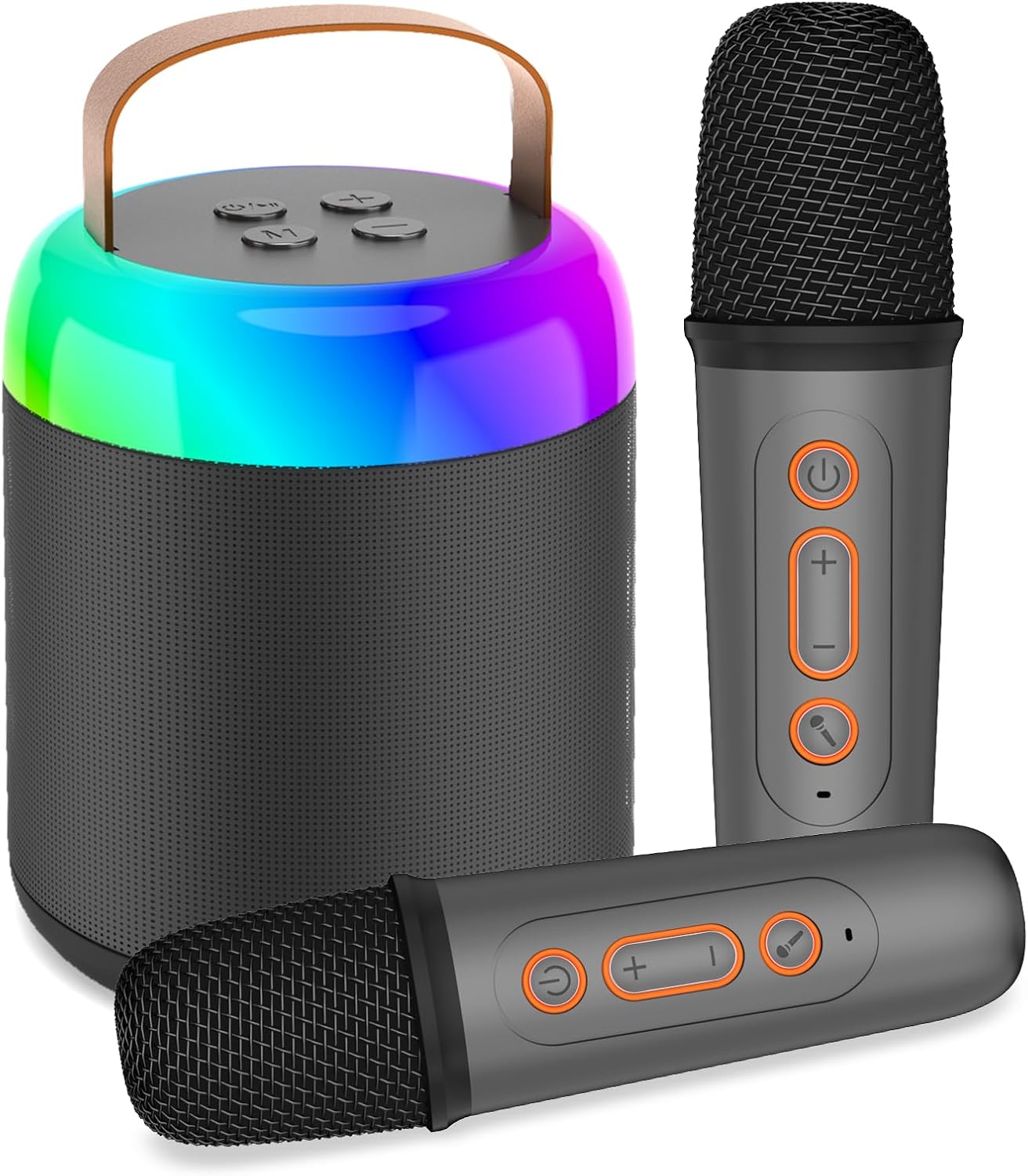 Onihan Karaoke Machine for Kids with 2 Microphones, Portable Kids Karaoke Machines for Girls with LED Party Lights,Girls Toys Birthday Gifts for Kids Age 14-18 (Black 2 Mic)