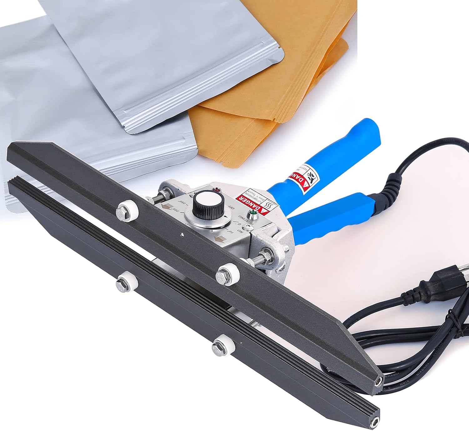 Mylar Bag Heat Sealer Crimp Heat Sealer Portable Hand Held Sealer | For Plastic Bags Snack Bag Food Storage (16 inch)