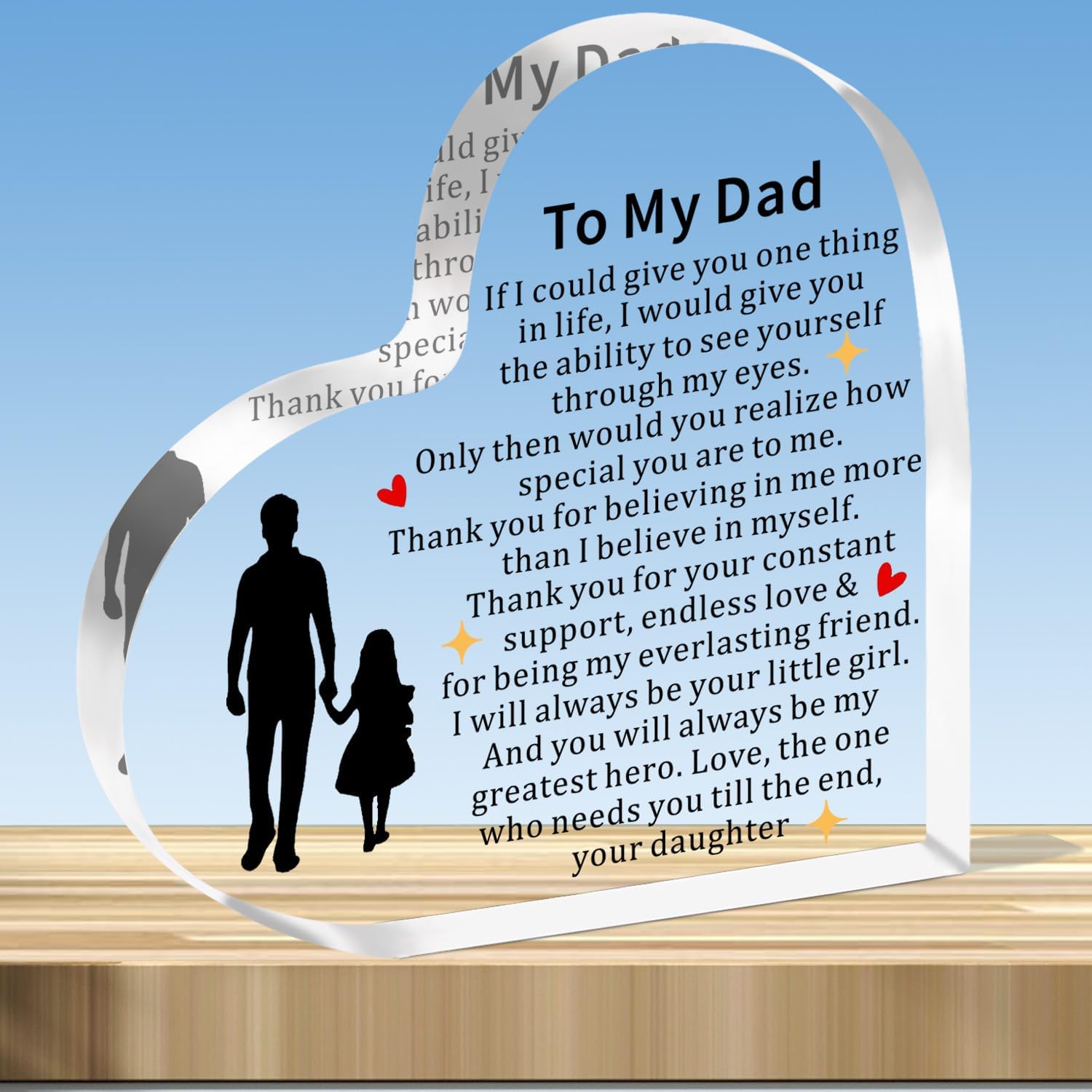 Dad Gifts from Daughter Dad Birthday Gifts,To My Dad Acrylic Plaque Dad Gifts Christmas Fathers Day Birthday Gift Best Dad Present, Transparent