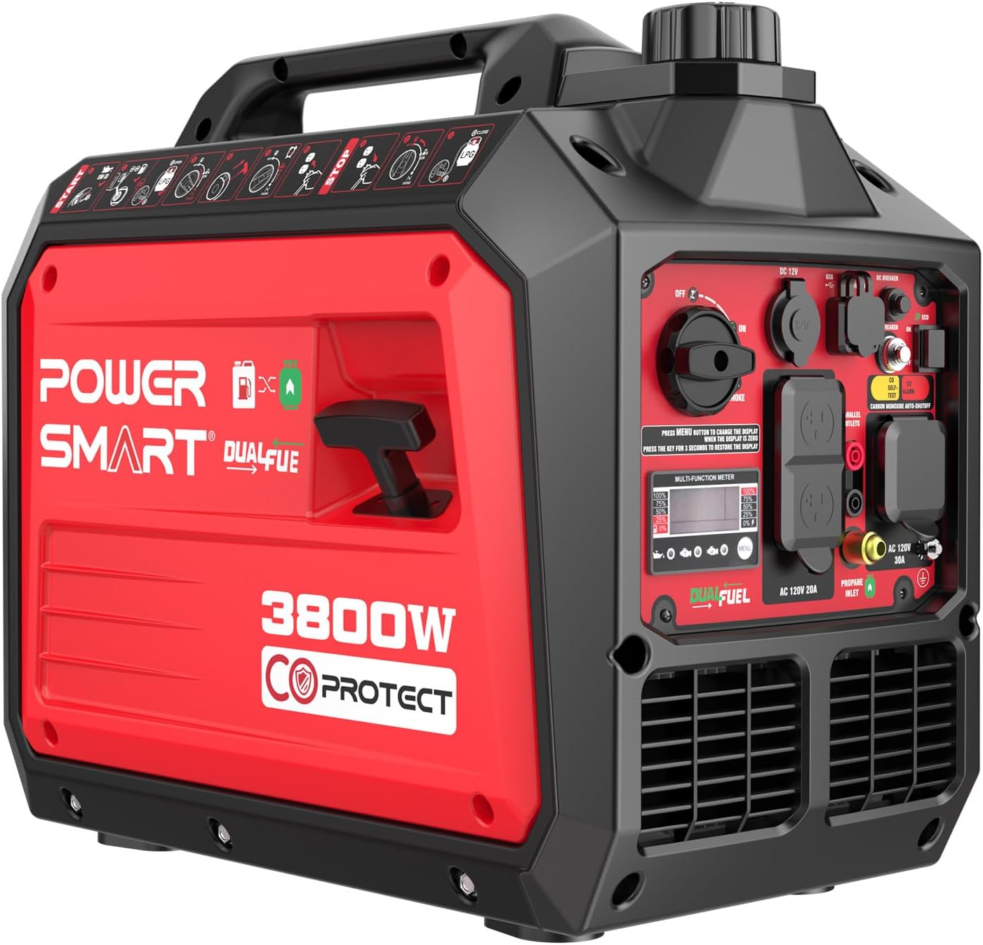 PowerSmart 3800 Watt Dual Fuel Inverter Generator for Camping or Home Use