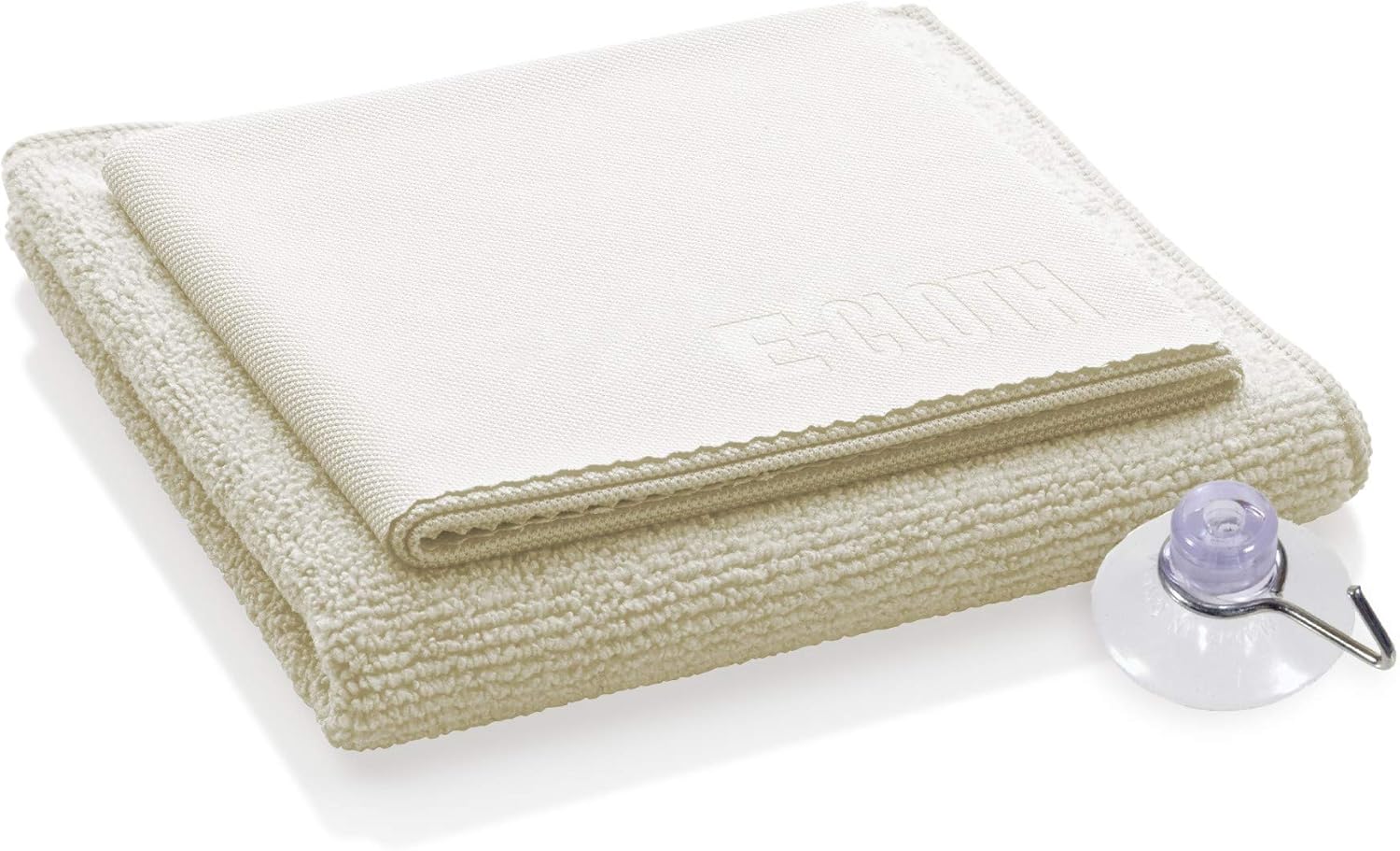 E-Cloth Shower Cleaning Kit, Microfibre Shower Cleaner, Streak-free Shine on Showers, Bathtubs, and Sink Washable and Reusable 100 Wash Promise, Ivory, 2 Cloth Set