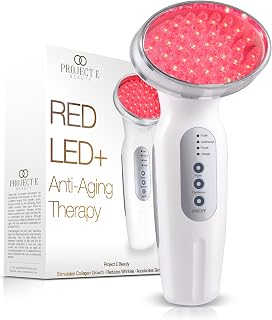 RED LED+ Anti-Aging Therapy by Project E Beauty | Collagen Boosting | Instant Firming and Lifting | Reduces Fine Lines & Wrinkles | Tightens & Tones | Rechargeable & Portable (Red LED Therapy)