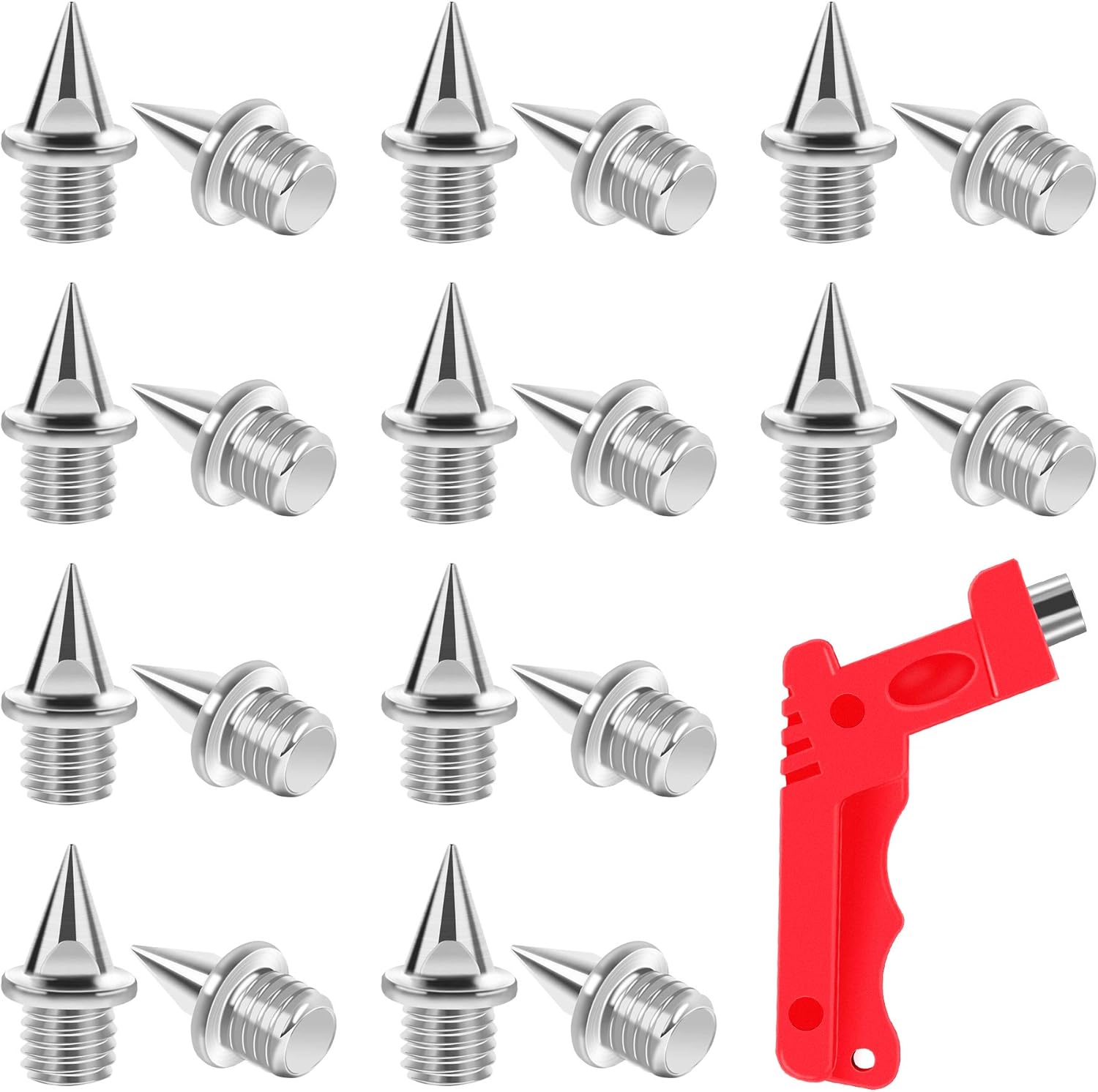 AUGSUN 20pcs 1/4inch Steel Hard Track Cross Country Spikes With Spike Wrench, Replacement for Sprint Sports Shoes