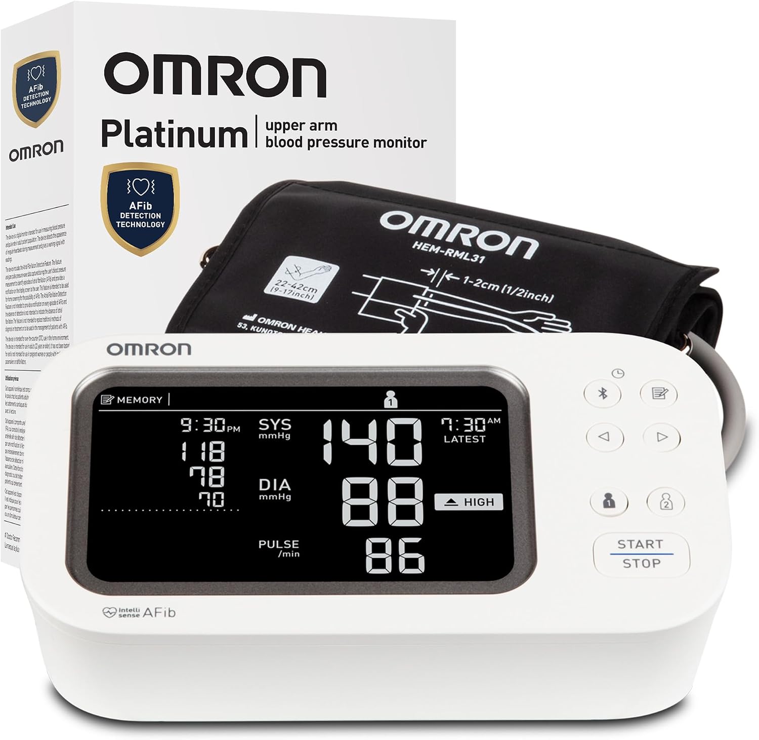 OMRON Platinum Blood Pressure Monitor & Upper Arm Blood Pressure Cuff | For Home Use - #1 Doctor & Pharmacist Recommended Brand - Clinically Validated - AFib Detection - Connect App