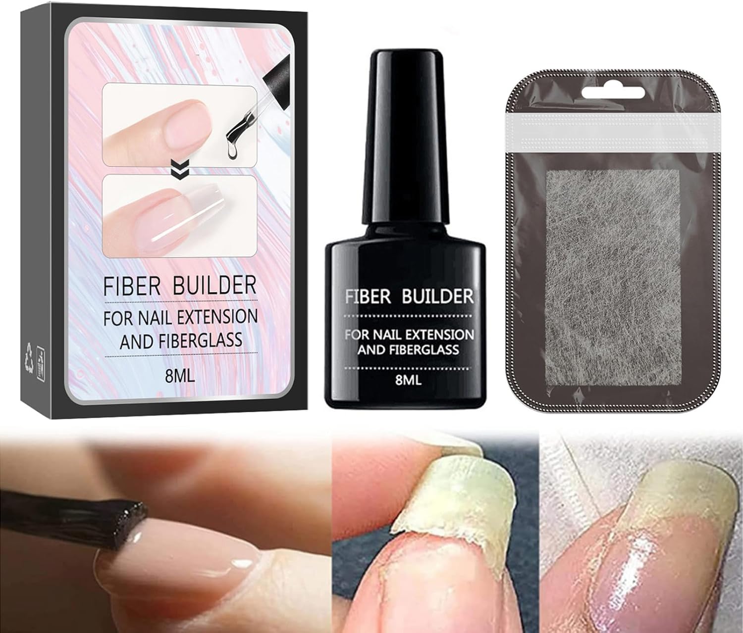 Nail Glue Instant Cracked Nail Repair Gel, Nail Treatment Repair Gel, Nail Repair Glue for Broken Nails, Nail Strengthener Fixer and Hardener for Nail Extensions Sculpture Gel (8ml)
