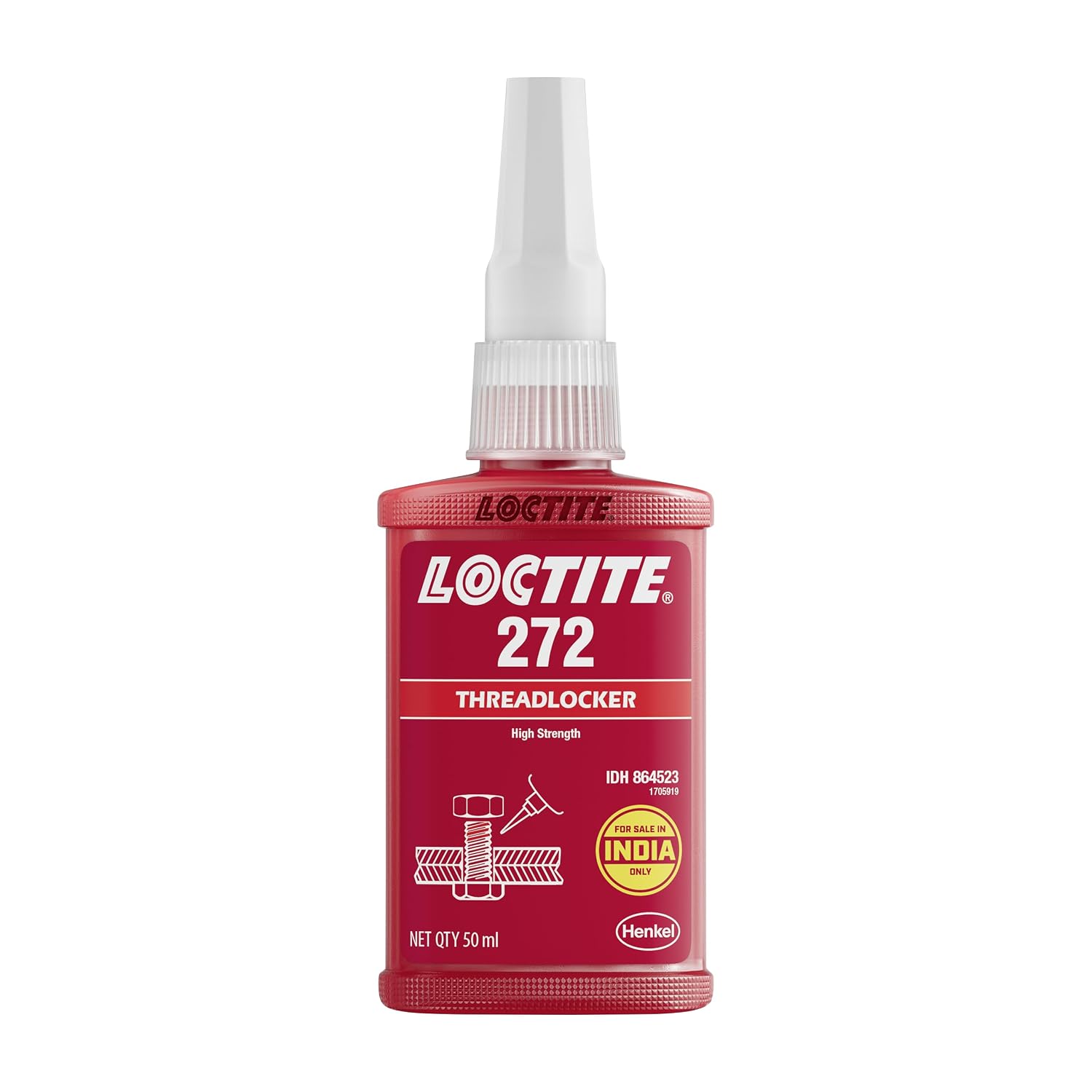 Loctite Threadlocker, LOCTITE 272, Red, High Strength, Liquid, 50 mL Bottle 88442-1 Each