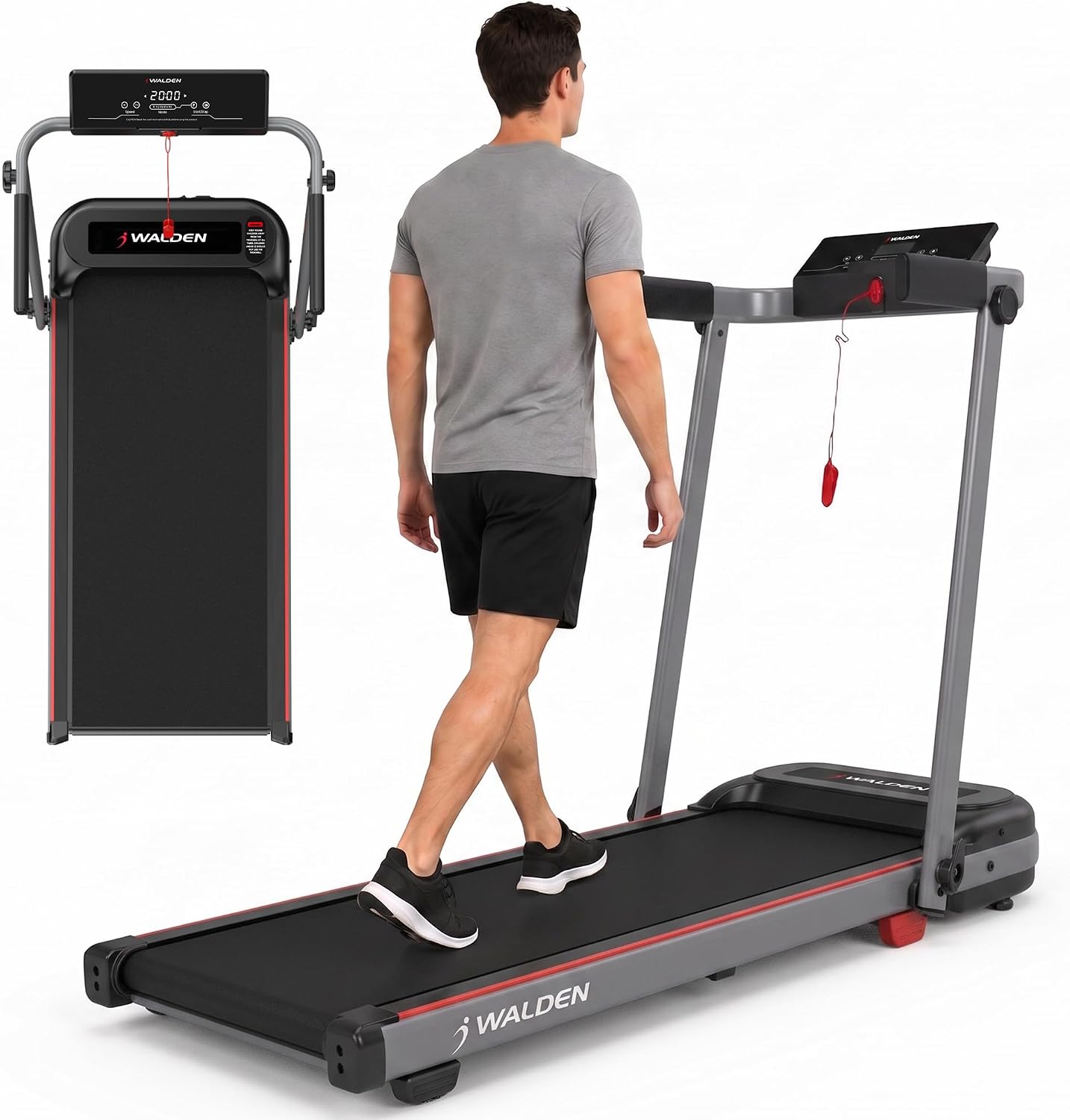 Electric Treadmill Easy Folding Treadmill 10 km/h 12 Preset Programmes LCD Screen 1-10km/h Walden F2800