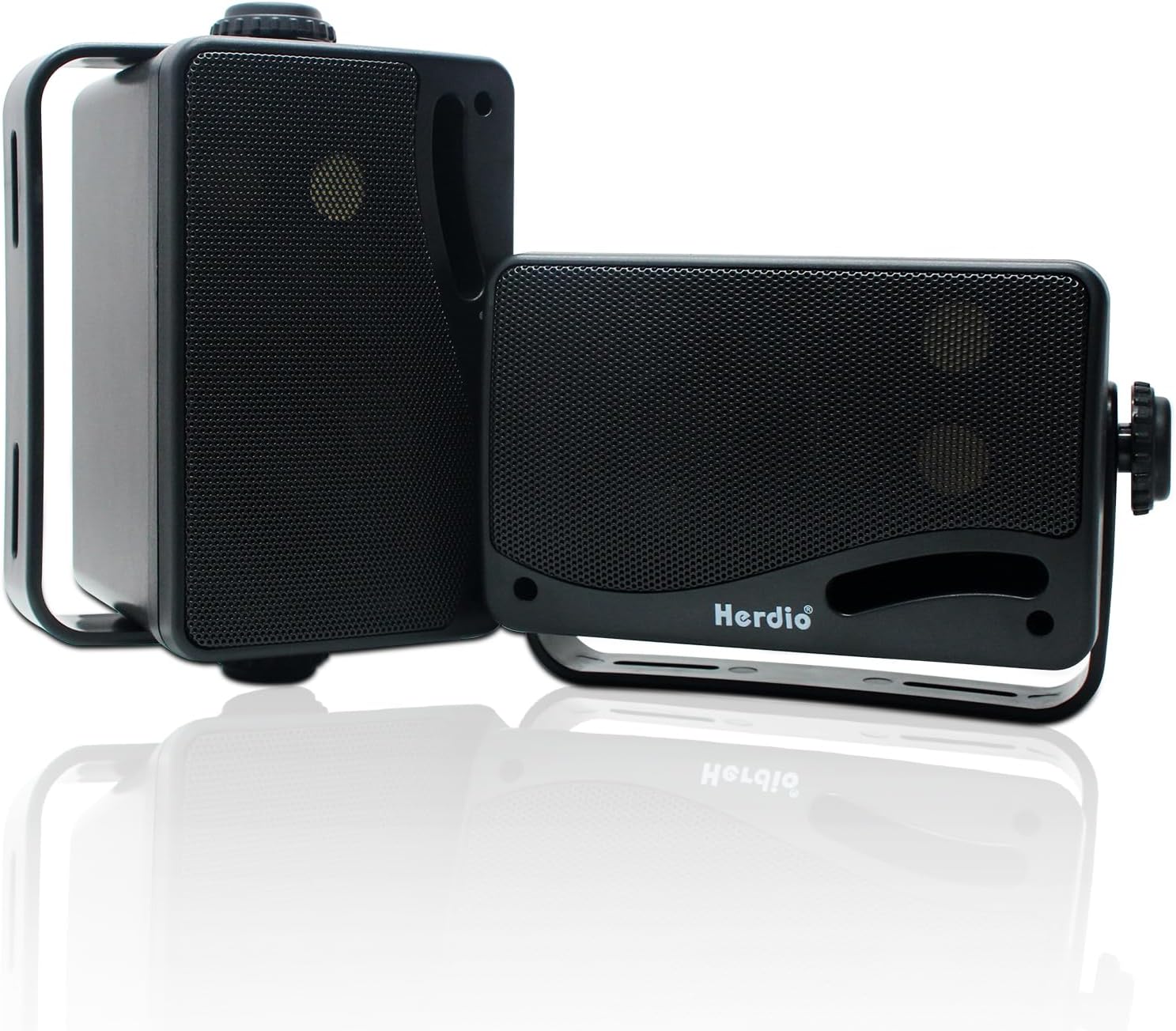 Herdio 3.5" Outdoor Bluetooth Speakers Wired Waterproof, 200W 3 Way Upgrade Premium Wall Mount Speakers, Durable Mountable Loud Sound System for Patio Indoor Deck Garage (Black Pair)