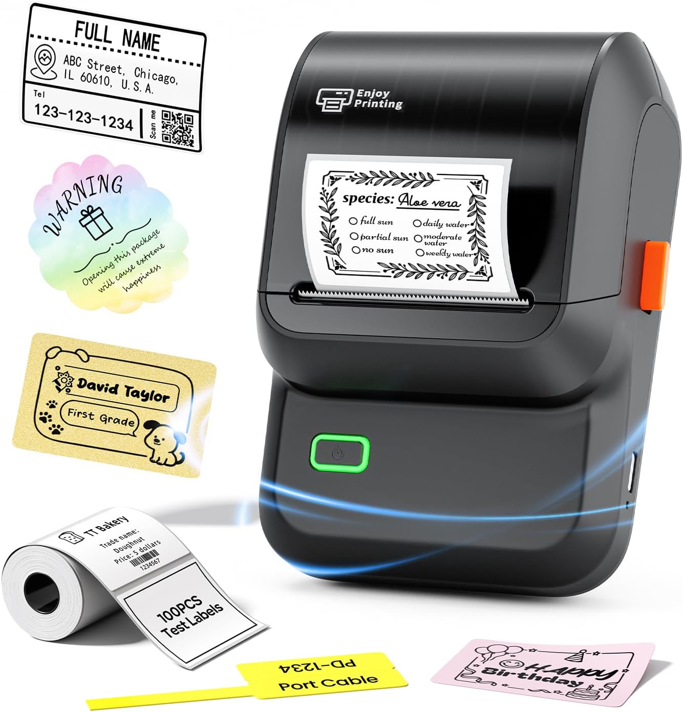 Ponek Label Maker Machine with Tape, 2 Inch Bluetooth Label Printer, Black