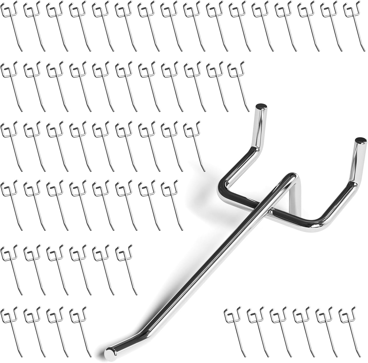 JEAWIWI 60 Pack Metal Pegboard Hooks, 4 Inch, Fit 1/4 & 1/8 in Peg Board