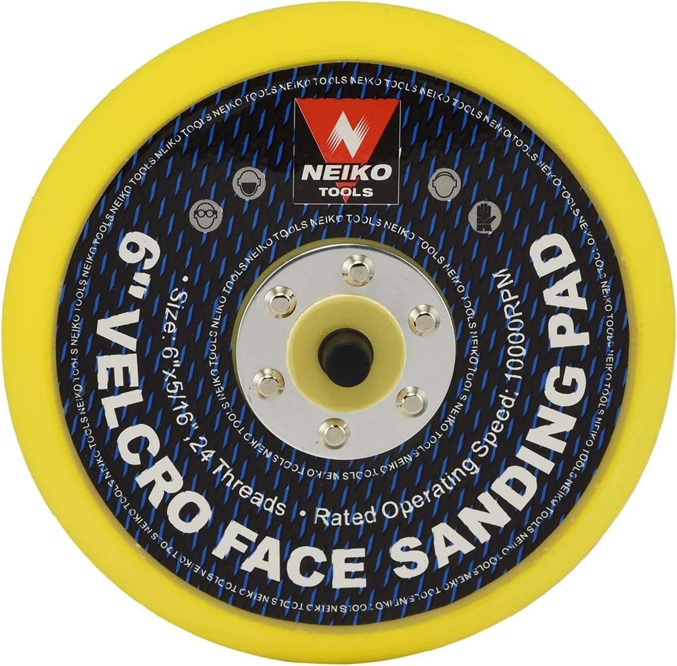 NEIKO 30263A - 6 inch Sanding Discs Hook and Loop, 5/16” Arbor with 24 Thread Mounts, 10,000 RPM, Sanding Pads for Orbital Sander and DA Sander, Hook n Loop Backing Pad