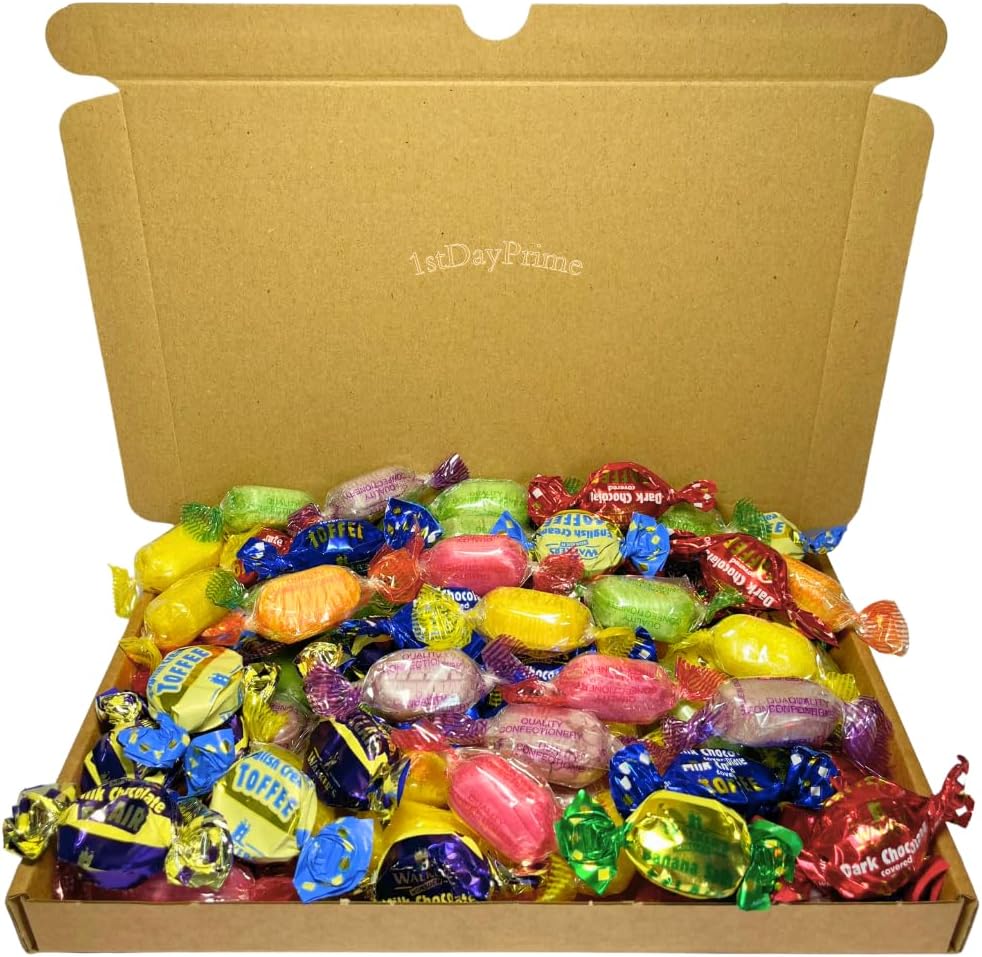 Old Fashioned Sweets Gift Box | A Delicious Assortment of Hard Boiled Sweets, Toffees & Eclairs | Retro Pick and Mix Favourites | Vegetarian Sweets (400g)