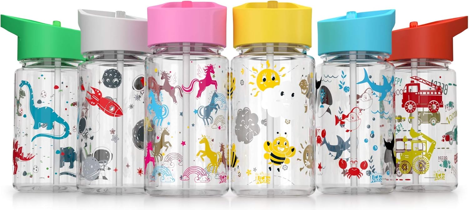 Be-Active Kids Water Bottle with Straw For Childs| BPA Free | flip nozzle | 450ml | Kid School girls boys sports bottles (Green)