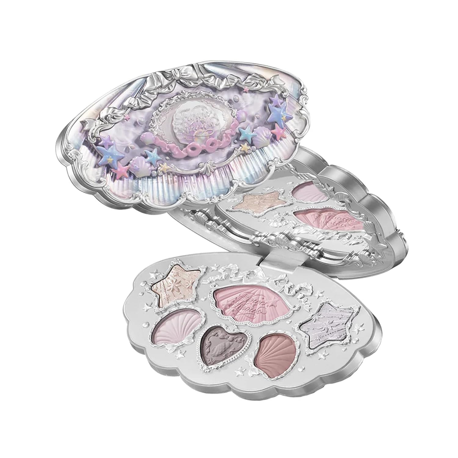 Flower Knows Shell's Jewel 6-Color Makeup Palette,Eyeshadow,Blush,Highlighting & Contour All-in-One Face Makeup Palette with 4 Matte+2 Shimmer Neutral Shades(01 Moonlight Pearl,0.23 Oz)