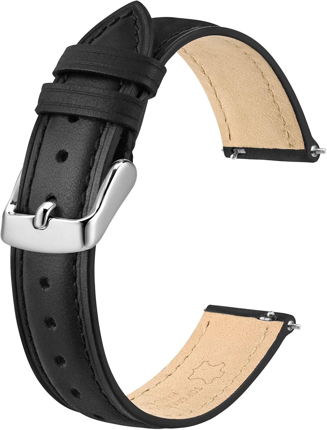 BISONSTRAP Elegant Leather Watch Straps, Quick Release, Watch Bands for Women and Men, Compatible with Watch Lug of 12mm 14mm 15mm 16mm 18mm
