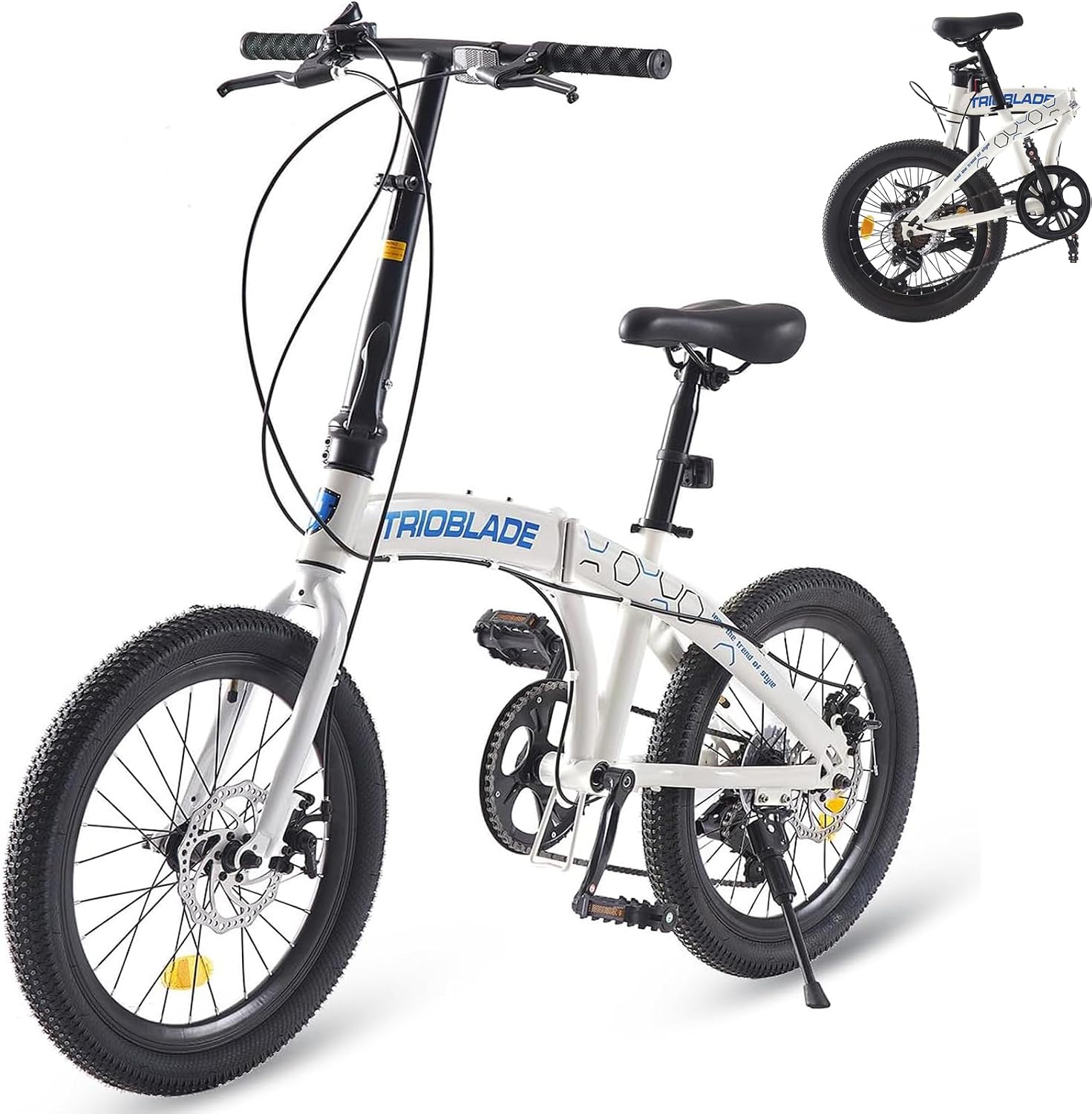 Folding Bike, 20Inch Foldable Bike Bicycle 7 Speed Drivetrain Road bike Disc Brake City Bike for Adult Lightweight Portable bike for Women Men Teenager