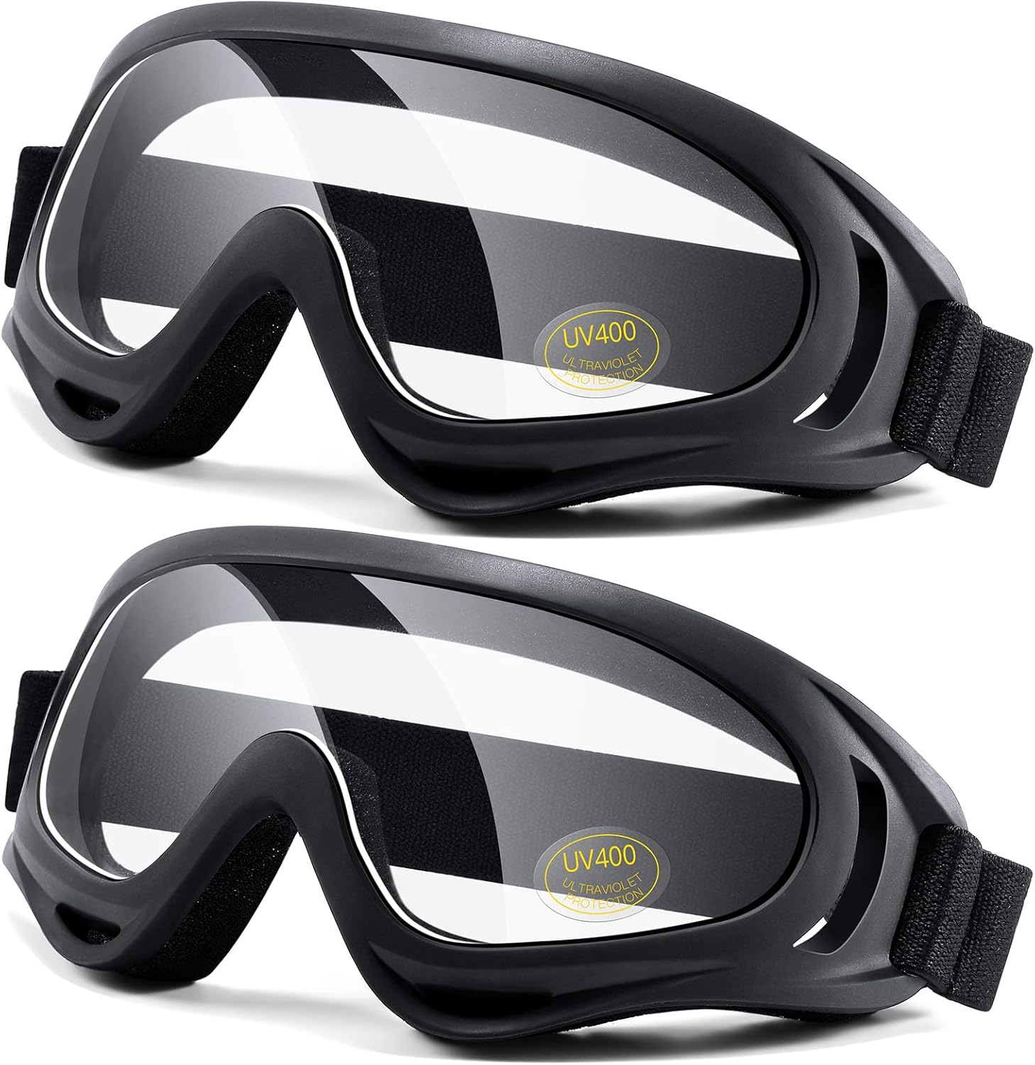 Motorcycle Goggles 2 Pack - ATV Dustproof Dirt Bike Goggles for Ski Racing Riding, Off Road Waterproof Motocross