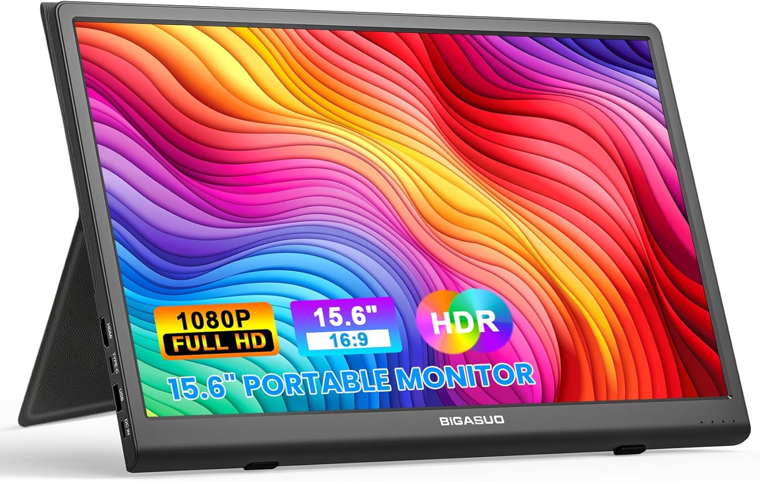 FANGOR Portable 15.6 Inch 1080P FHD Travel Monitor With Smart Cover, USB C HDMI Ultra-Slim Computer Gaming Display, External Screen for Laptop PC Phone Mac PS4 Xbox