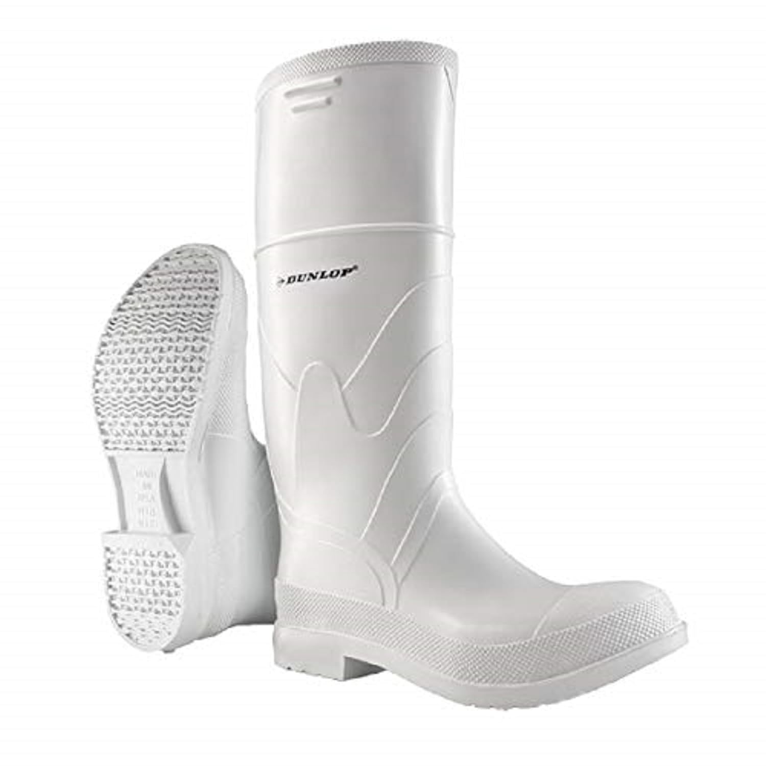 DUNLOP Protective Footwear, Plain Toe White Safety Lock, 100% Waterproof PVC, Lightweight and Durable Protective Footwear, Slip-Resistant, 8101100.09, Size 9 US