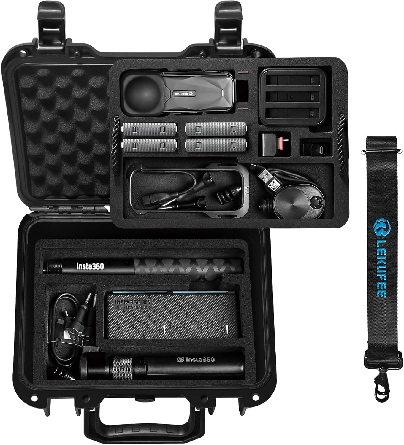 LEKUFEE Waterproof Carrying Case for Insta360 X5, Insta360 X4 Air/X4/X3 Camera and Other Accessories(Case Only)