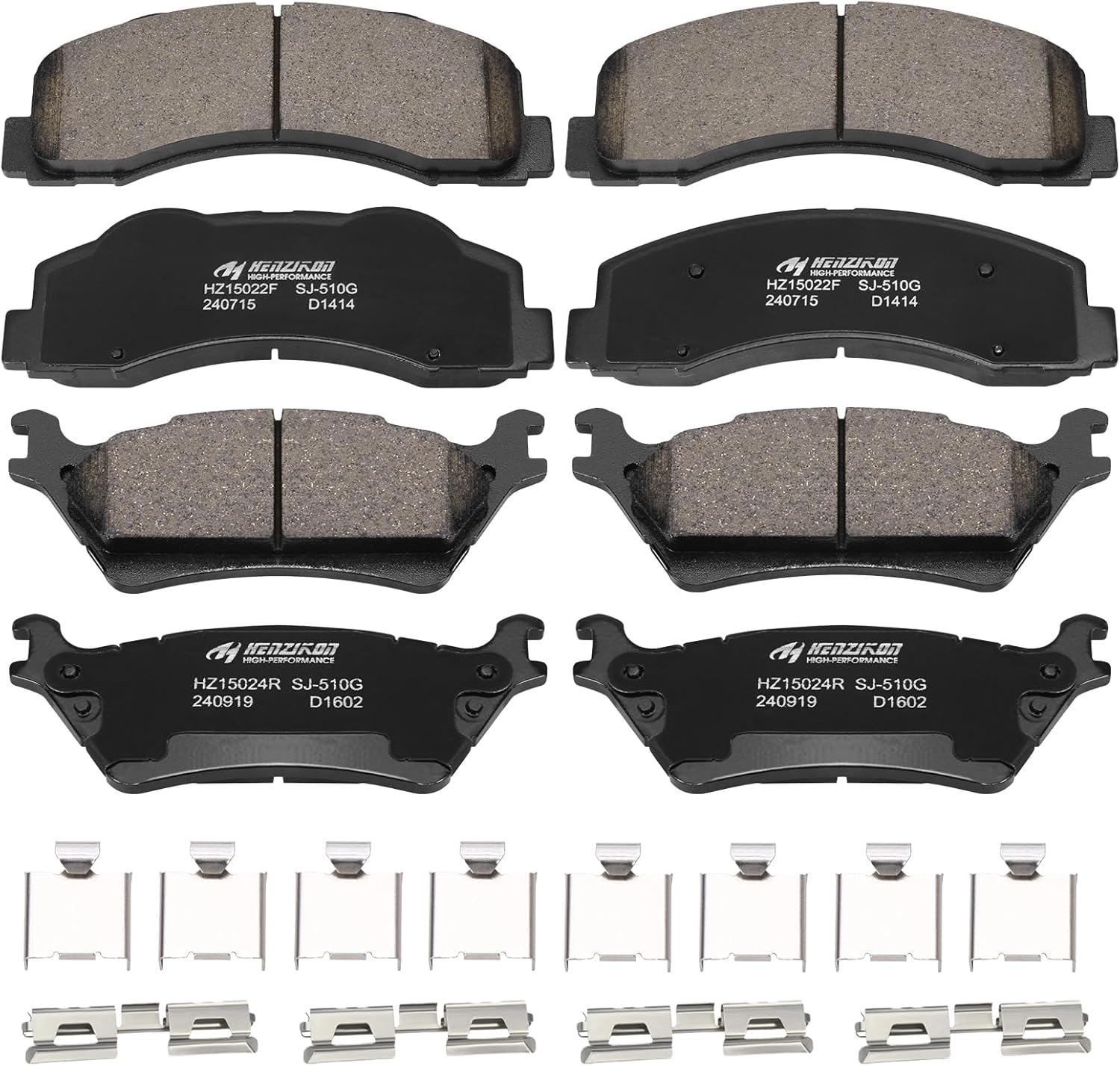 Ceramic Front and Rear Brake Pads Compatible with 2012-2014 Ford F-150 (with 6 Lugs or 7 Lugs Rotors),Compatible with 2015-2020 Ford F-150 (Models with Manual Parking Brake), D1414+D1602