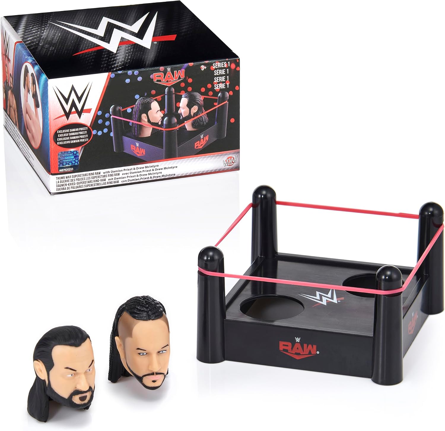 WWE: Thumb War: Superstars Ring Raw - Drew McIntyre VS Damian Priest, 1.5" Wrestling Characters, Competitive Arena Battle, Novelty Toy, Fans Ages 3+