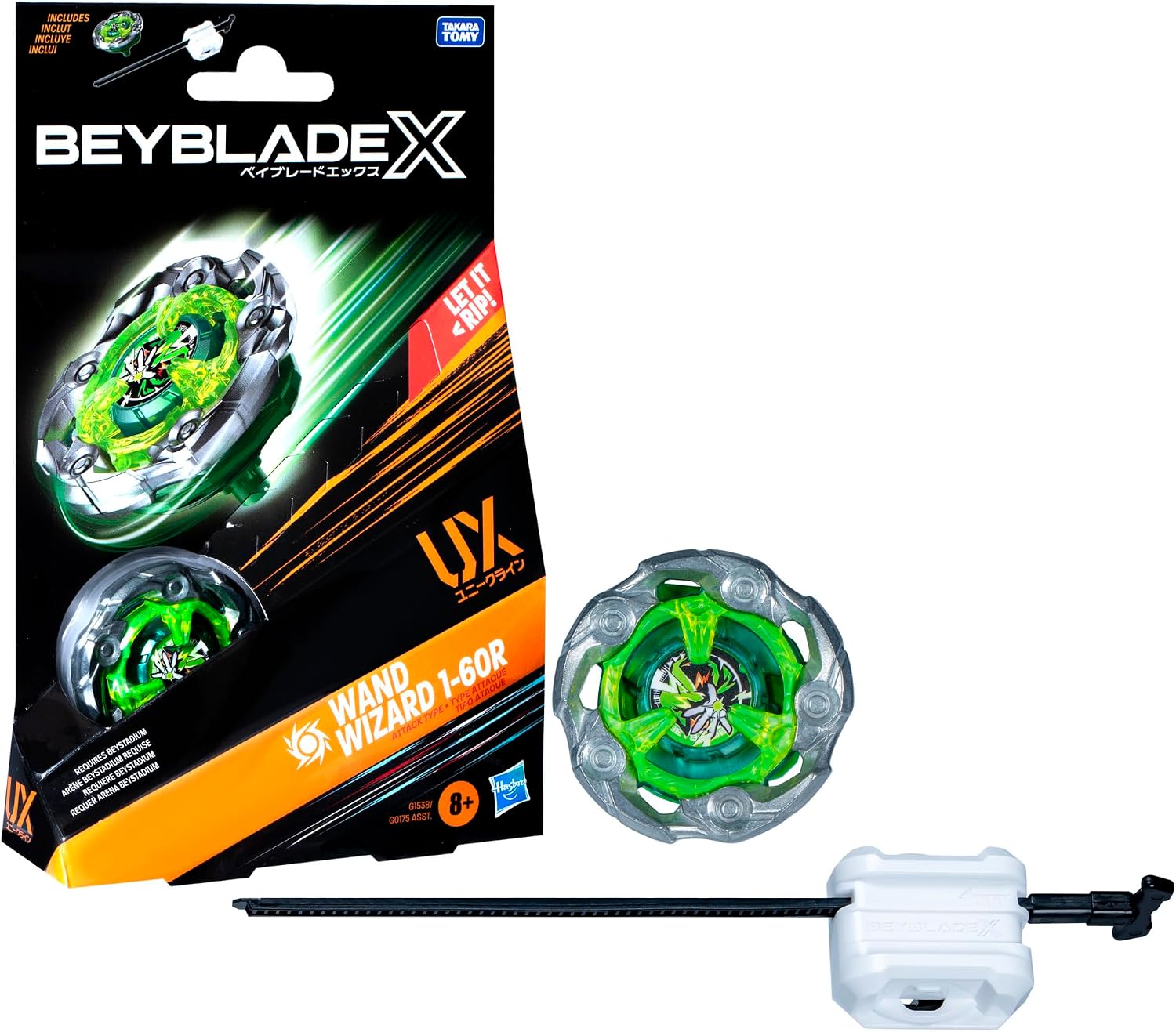 Beyblade X Wand Wizard 1-60R UX Starter Pack Top and Launcher