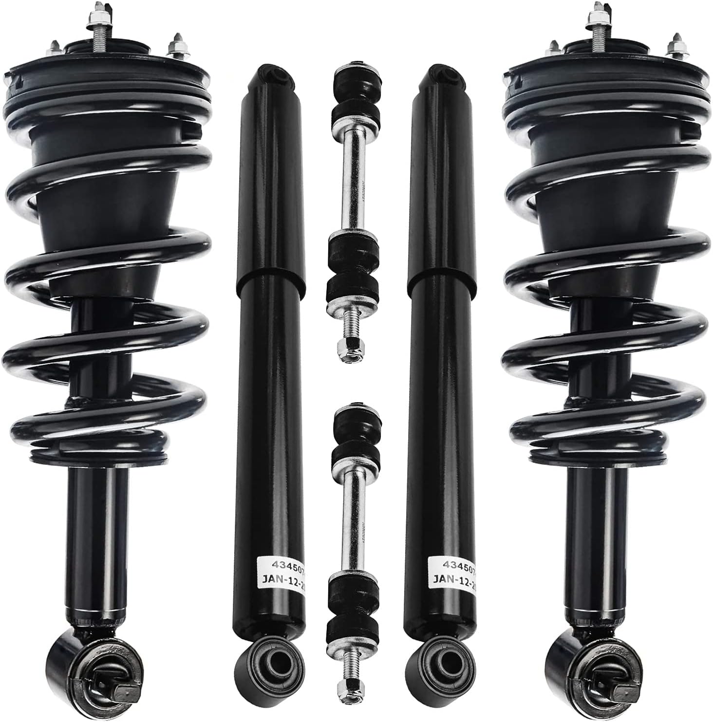 Detroit Axle - 6pc Struts Shocks Kit for 14-18 Chevy GMC Silverado Sierra 1500 Complete 2 Front Struts w/Coil Springs 2 Sway Bars 2 Rear Shock Absorbers 2014 2015 2016 2017 2018 Replacement Suspension