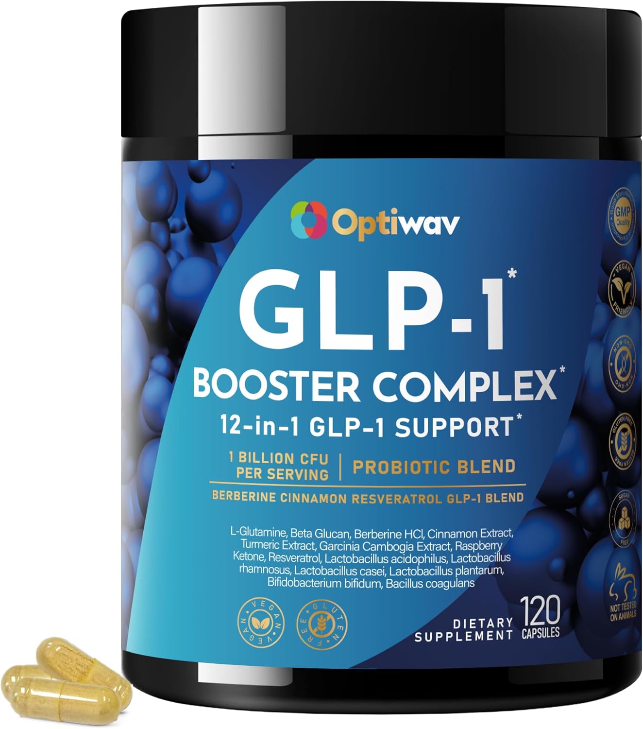GLP-1 Probiotic Weight Loss Supplement - Women Men GLP1 Booster with Berberine - Natural GLP 1 Daily Oral Appetite Suppressant Hunger Control Metabolism Fat Burn & Gut Health Support