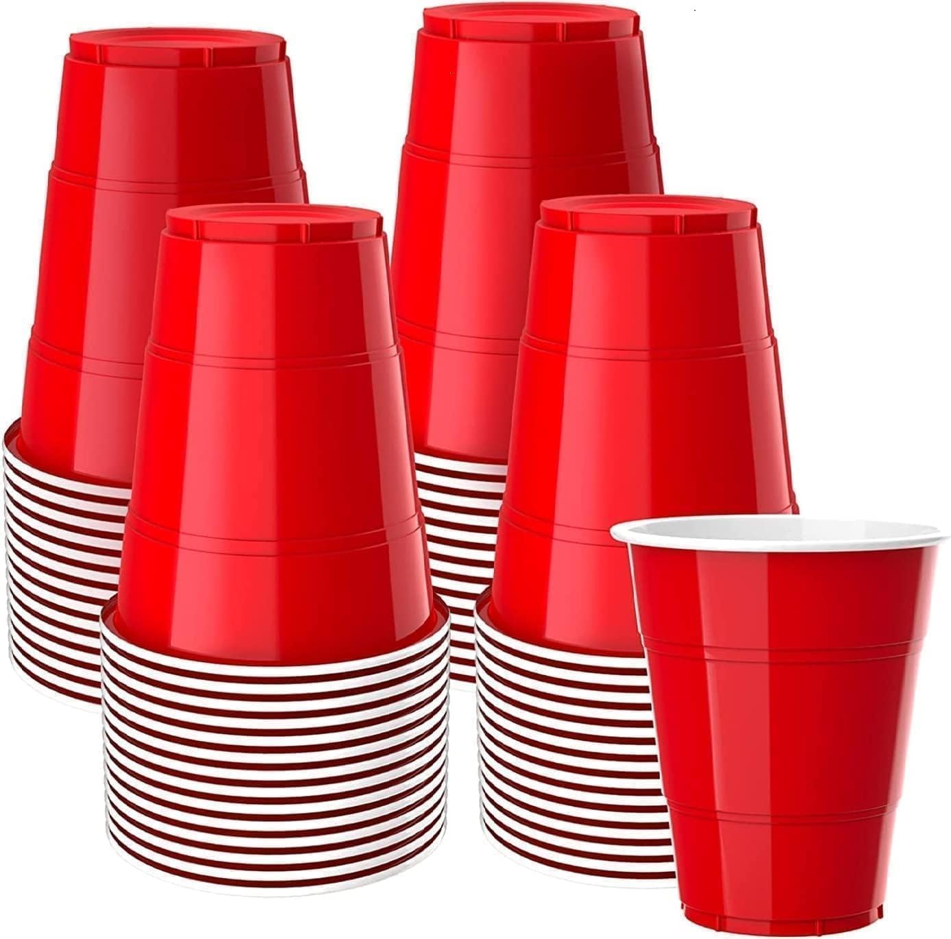 POLARIS PRIVATE LTD Red Plastic Cups - Disposable 12oz (50 Pack) Party Cups for Birthdays, Weddings, Picnics, Christmas, Anniversary