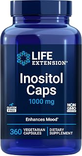 Life Extension Inositol Caps – 1000 mg, Myo-Inositol – Mood Health, Well-Being, Healthy Metabolism, Hormone Balance – Gluten-Free, Non-GMO, Vegetarian – 360 Capsules