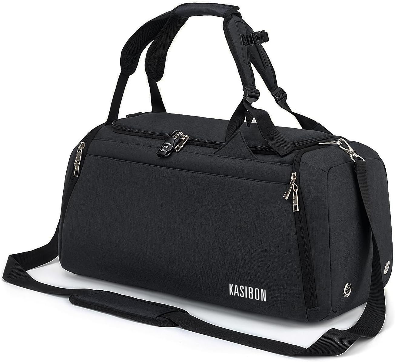Sports Duffle Bag with Shoes Compartment and Wet Pocket, 42L Waterproof Gym Bag for Men and Women, Durable Travel Duffel Bag with Shoulder Strap and Combination Lock