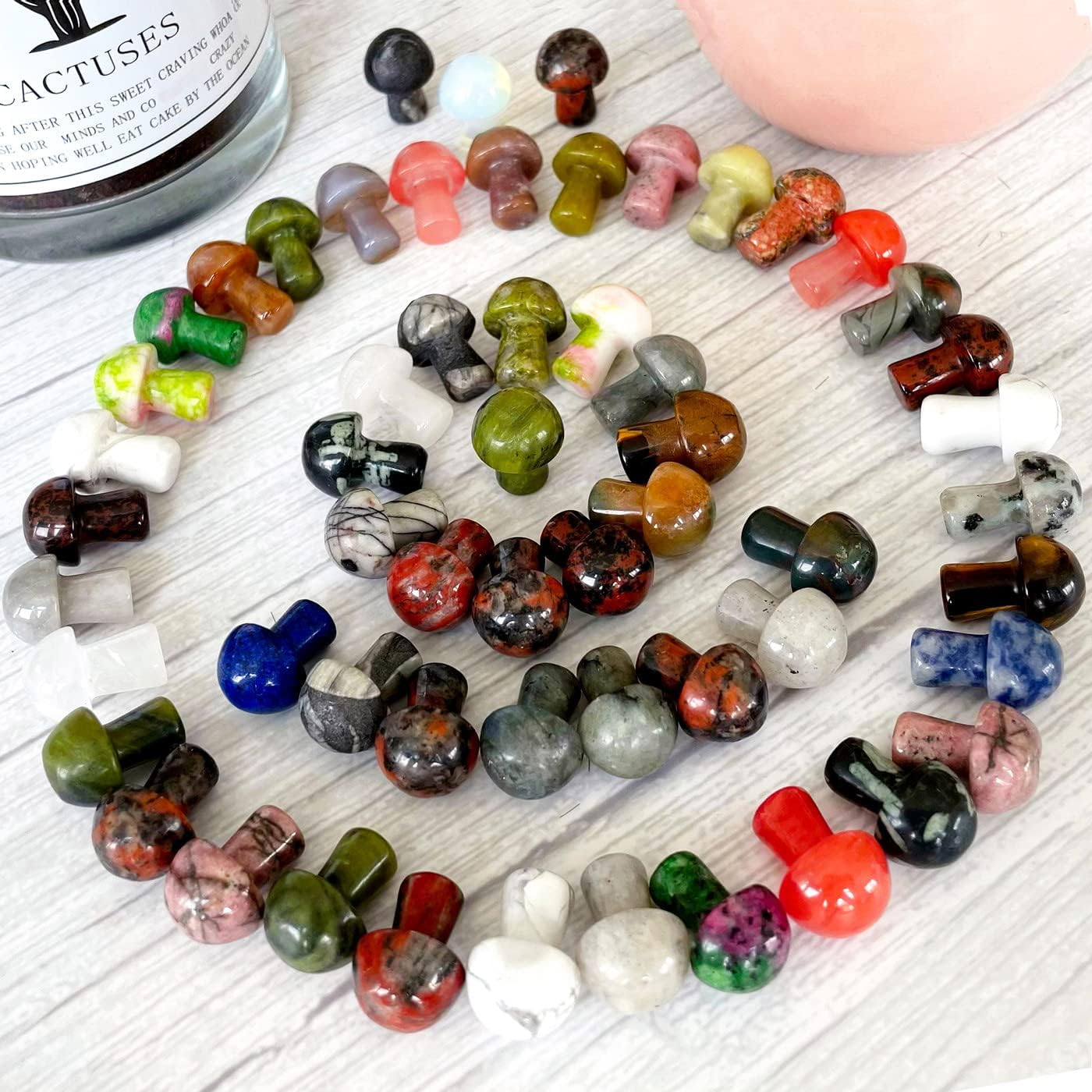 XIANNVXI 20 Pcs Healing Crystals Mushroom Mushroom Gifts Mushroom Decor Natural Gemstones Stones Reiki Bulk Multi-Colours Quartz Crystal Stones