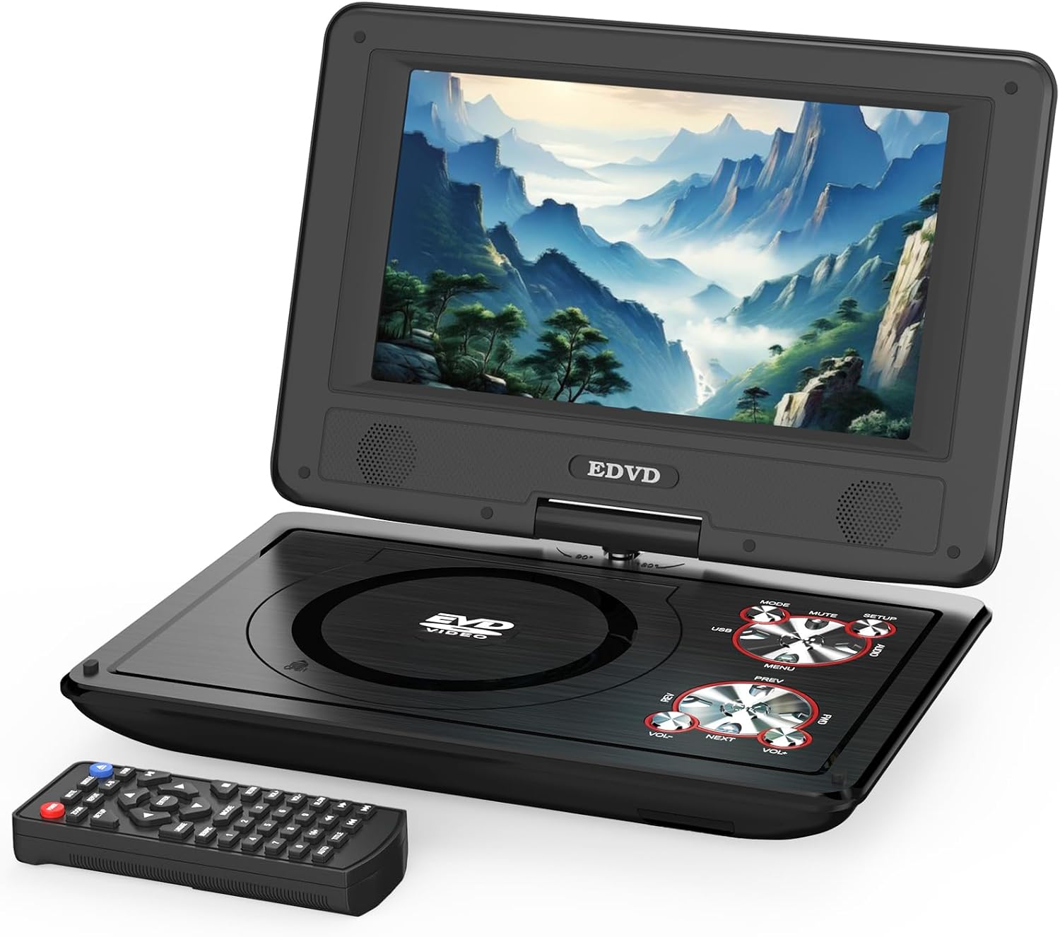 SQQBZZ 11.5"" Portable DVD Player with 9.5"" Swivel Screen, 5-Hours Rechargeable Battery,Car DVD Player,Support CD/DVD/SD Card/USB,Regions Free,Dual Speakers,Black
